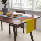 Mid-Century Modern Abstract Palm Springs Eclectic Pattern in Brown Blue Chartreuse Table Runner Gallery Image 2