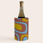 Mid-Century Modern Abstract Palm Springs Eclectic Pattern in Brown Blue Chartreuse Wine Chiller Gallery Image 1