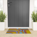 Mid-Century Modern Abstract Palm Springs Eclectic Pattern in Brown Blue Chartreuse Welcome Mat Gallery Image 3