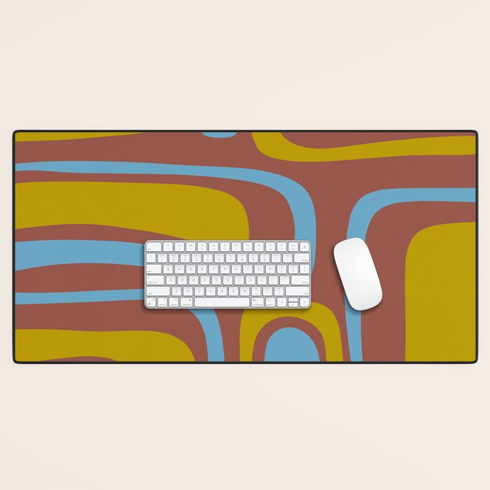 Mid-Century Modern Abstract Palm Springs Eclectic Pattern in Brown Blue Chartreuse Desk Mat Gallery Image 1
