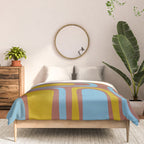 Mid-Century Modern Abstract Palm Springs Eclectic Pattern in Brown Blue Chartreuse Comforter Gallery Image 3