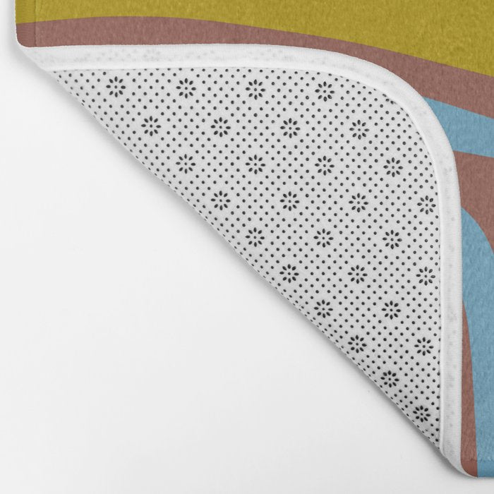 Mid-Century Modern Abstract Palm Springs Eclectic Pattern in Brown Blue Chartreuse Bath Mat Gallery Image 2