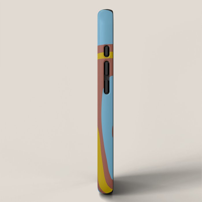 Mid-Century Modern Abstract Palm Springs Eclectic Pattern in Brown Blue Chartreuse iPhone Case Gallery Image 2