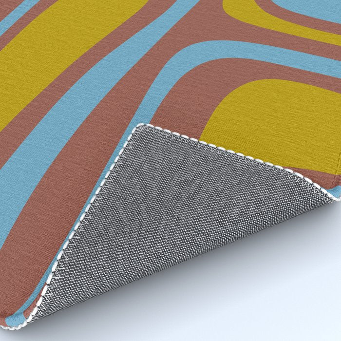 Mid-Century Modern Abstract Palm Springs Eclectic Pattern in Brown Blue Chartreuse Rug Gallery Image 4