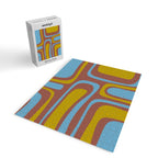 Mid-Century Modern Abstract Palm Springs Eclectic Pattern in Brown Blue Chartreuse Jigsaw Puzzle Gallery Image 2