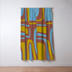 Mid-Century Modern Abstract Palm Springs Eclectic Pattern in Brown Blue Chartreuse Window Curtain Gallery Image 3