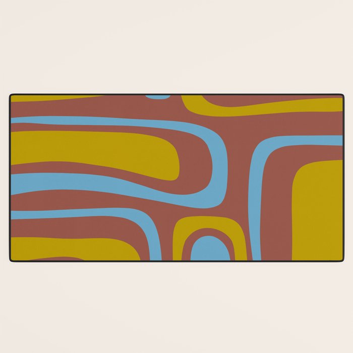 Mid-Century Modern Abstract Palm Springs Eclectic Pattern in Brown Blue Chartreuse Desk Mat Gallery Image 3