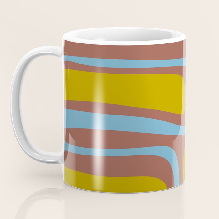 Mid-Century Modern Abstract Palm Springs Eclectic Pattern in Brown Blue Chartreuse Coffee Mug Gallery Image 3