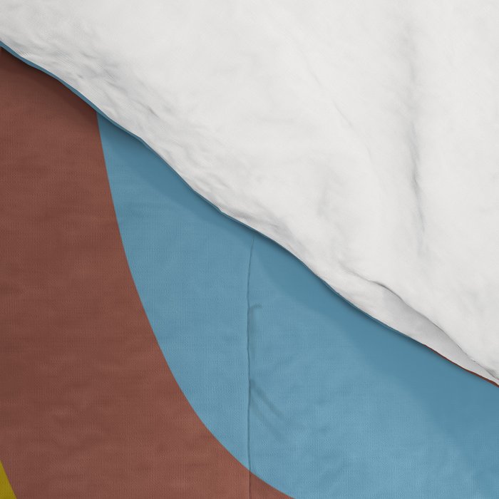 Mid-Century Modern Abstract Palm Springs Eclectic Pattern in Brown Blue Chartreuse Comforter Gallery Image 4