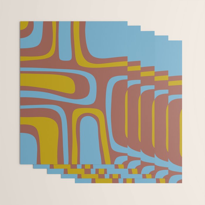 Mid-Century Modern Abstract Palm Springs Eclectic Pattern in Brown Blue Chartreuse Wrapping Paper Gallery Image 3