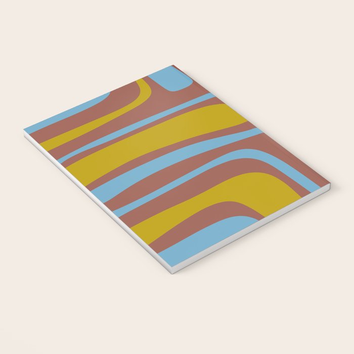 Mid-Century Modern Abstract Palm Springs Eclectic Pattern in Brown Blue Chartreuse Notebook Gallery Image 3