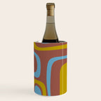 Mid-Century Modern Abstract Palm Springs Eclectic Pattern in Brown Blue Chartreuse Wine Chiller Gallery Image 3