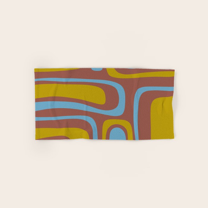 Mid-Century Modern Abstract Palm Springs Eclectic Pattern in Brown Blue Chartreuse Bath Towel Gallery Image 1