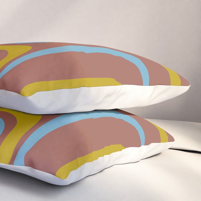 Mid-Century Modern Abstract Palm Springs Eclectic Pattern in Brown Blue Chartreuse Pillow Sham Gallery Image 3