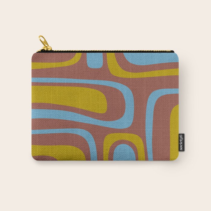 Mid-Century Modern Abstract Palm Springs Eclectic Pattern in Brown Blue Chartreuse Carry All Pouch Gallery Image 1