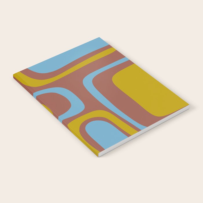 Mid-Century Modern Abstract Palm Springs Eclectic Pattern in Brown Blue Chartreuse Notebook Gallery Image 2