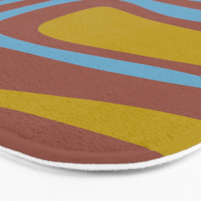 Mid-Century Modern Abstract Palm Springs Eclectic Pattern in Brown Blue Chartreuse Bath Mat Gallery Image 3
