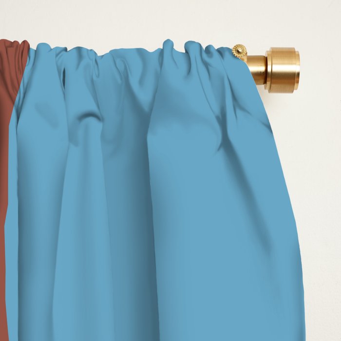 Mid-Century Modern Abstract Palm Springs Eclectic Pattern in Brown Blue Chartreuse Window Curtain Gallery Image 2