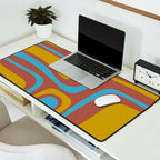 Mid-Century Modern Abstract Palm Springs Eclectic Pattern in Brown Blue Chartreuse Desk Mat Gallery Image 2