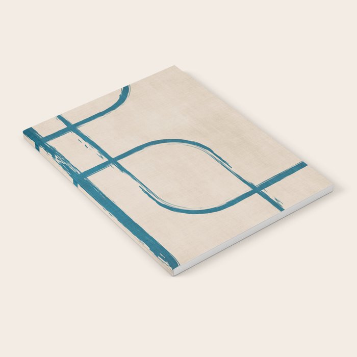 Teal Lines Light Beige Painting Minimalist Geometric Artwork Notebook Gallery Image 2