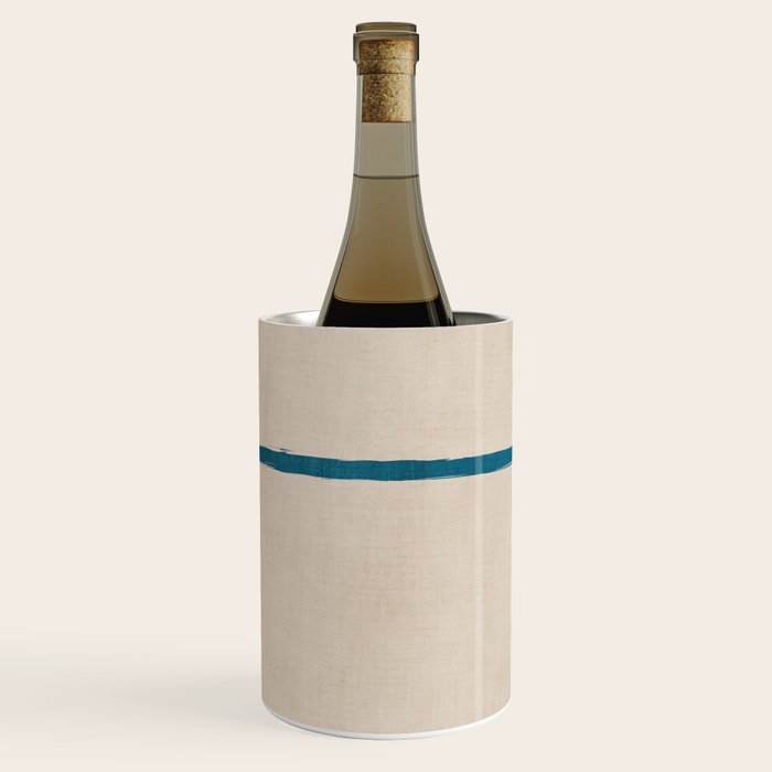 Teal Lines Light Beige Painting Minimalist Geometric Artwork Wine Chiller Gallery Image 2