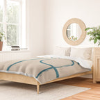 Teal Lines Light Beige Painting Minimalist Geometric Artwork Duvet Cover Gallery Image 2