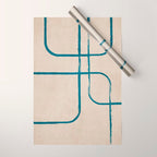 Teal Lines Light Beige Painting Minimalist Geometric Artwork Wrapping Paper Gallery Image 1