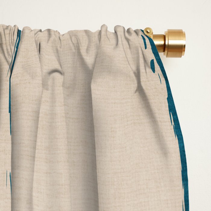 Teal Lines Light Beige Painting Minimalist Geometric Artwork Window Curtain Gallery Image 2