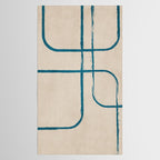 Teal Lines Light Beige Painting Minimalist Geometric Artwork Tablecloth Gallery Image 2