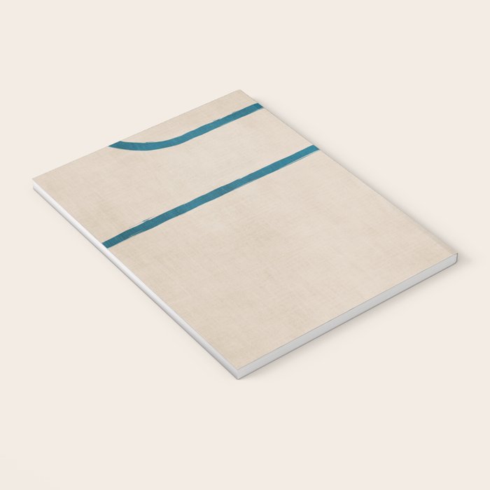 Teal Lines Light Beige Painting Minimalist Geometric Artwork Notebook Gallery Image 3