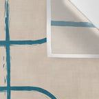 Teal Lines Light Beige Painting Minimalist Geometric Artwork Wall Tapestry Gallery Image 3