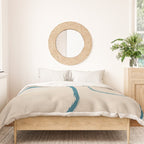 Teal Lines Light Beige Painting Minimalist Geometric Artwork Duvet Cover Gallery Image 3