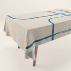 Teal Lines Light Beige Painting Minimalist Geometric Artwork Tablecloth Gallery Image 1