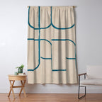 Teal Lines Light Beige Painting Minimalist Geometric Artwork Window Curtain Gallery Image 5