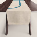 Teal Lines Light Beige Painting Minimalist Geometric Artwork Table Runner Gallery Image 1