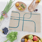 Teal Lines Light Beige Painting Minimalist Geometric Artwork Cutting Board Gallery Image 2