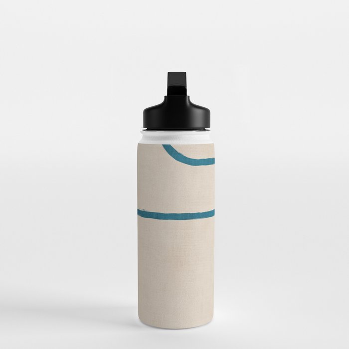 Teal Lines Light Beige Painting Minimalist Geometric Artwork Water Bottle Gallery Image 3