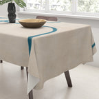 Teal Lines Light Beige Painting Minimalist Geometric Artwork Tablecloth Gallery Image 3