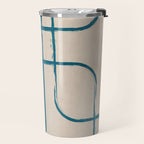 Teal Lines Light Beige Painting Minimalist Geometric Artwork Travel Mug Gallery Image 2