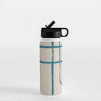 Teal Lines Light Beige Painting Minimalist Geometric Artwork Water Bottle Gallery Image 1