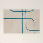 Teal Lines Light Beige Painting Minimalist Geometric Artwork Welcome Mat Gallery Image 1