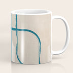 Teal Lines Light Beige Painting Minimalist Geometric Artwork Coffee Mug Gallery Image 1