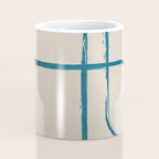 Teal Lines Light Beige Painting Minimalist Geometric Artwork Coffee Mug Gallery Image 4