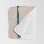 Teal Lines Light Beige Painting Minimalist Geometric Artwork Throw Blanket Gallery Image 3