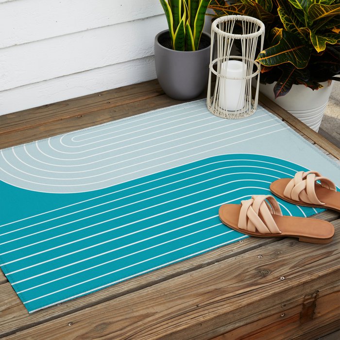 Two Tone Line Curvature IV Outdoor Rug Gallery Image 2