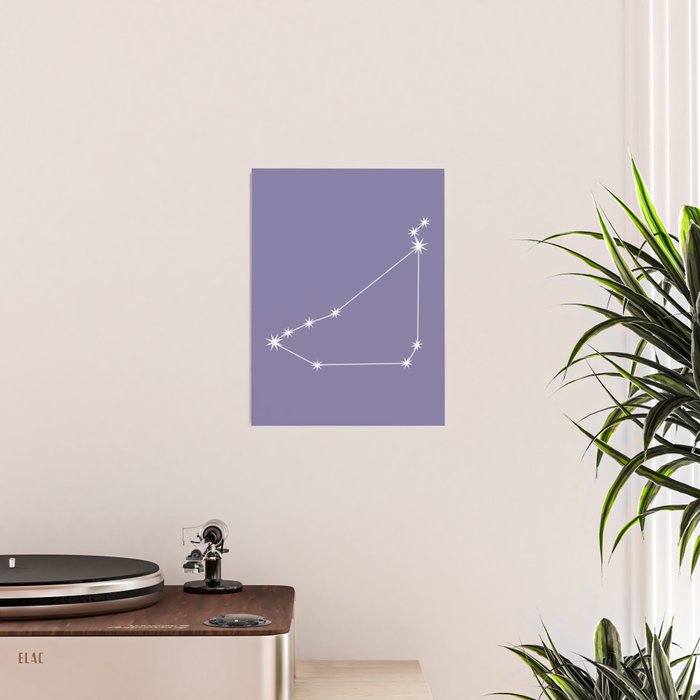 Capricorn Zodiac Star Constellation Line Art Lavender Purple Poster Gallery Image 2