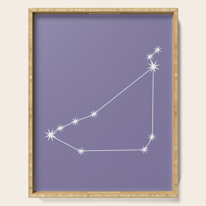Capricorn Zodiac Star Constellation Line Art Lavender Purple Serving Tray Gallery Image 1