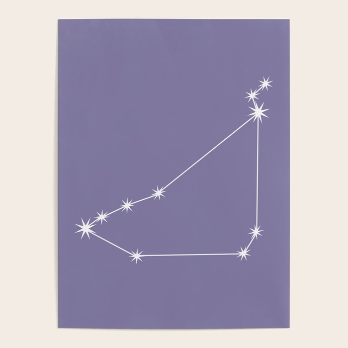 Capricorn Zodiac Star Constellation Line Art Lavender Purple Poster Gallery Image 4
