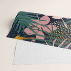 Exotic Golden Jungle Leopard & Pink Palm Leaf Geometric Pattern Wrapping Paper Gallery Image 2