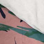 Exotic Golden Jungle Leopard & Pink Palm Leaf Geometric Pattern Comforter Gallery Image 4